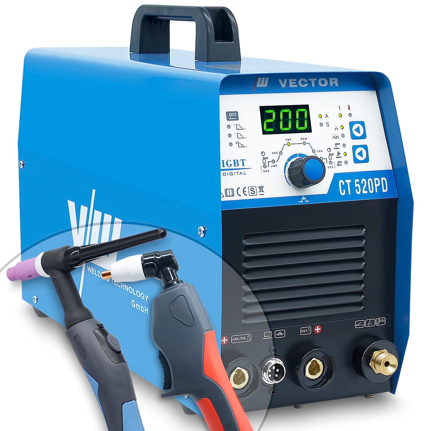 Poste de soudage SET : TIG DC avec découpeur plasma, casque de soudage, détendeur, IGBT Inverter | CT520PD – Image 2