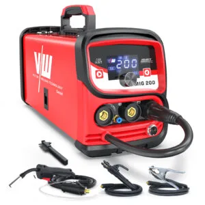 MIG 200 Poste de soudage combiné jusqu'à 1Kg de bobine de fil, 30-200A Poste de soudage MIG/MAG avec écran, fonction sans gaz et commande à 3 boutons