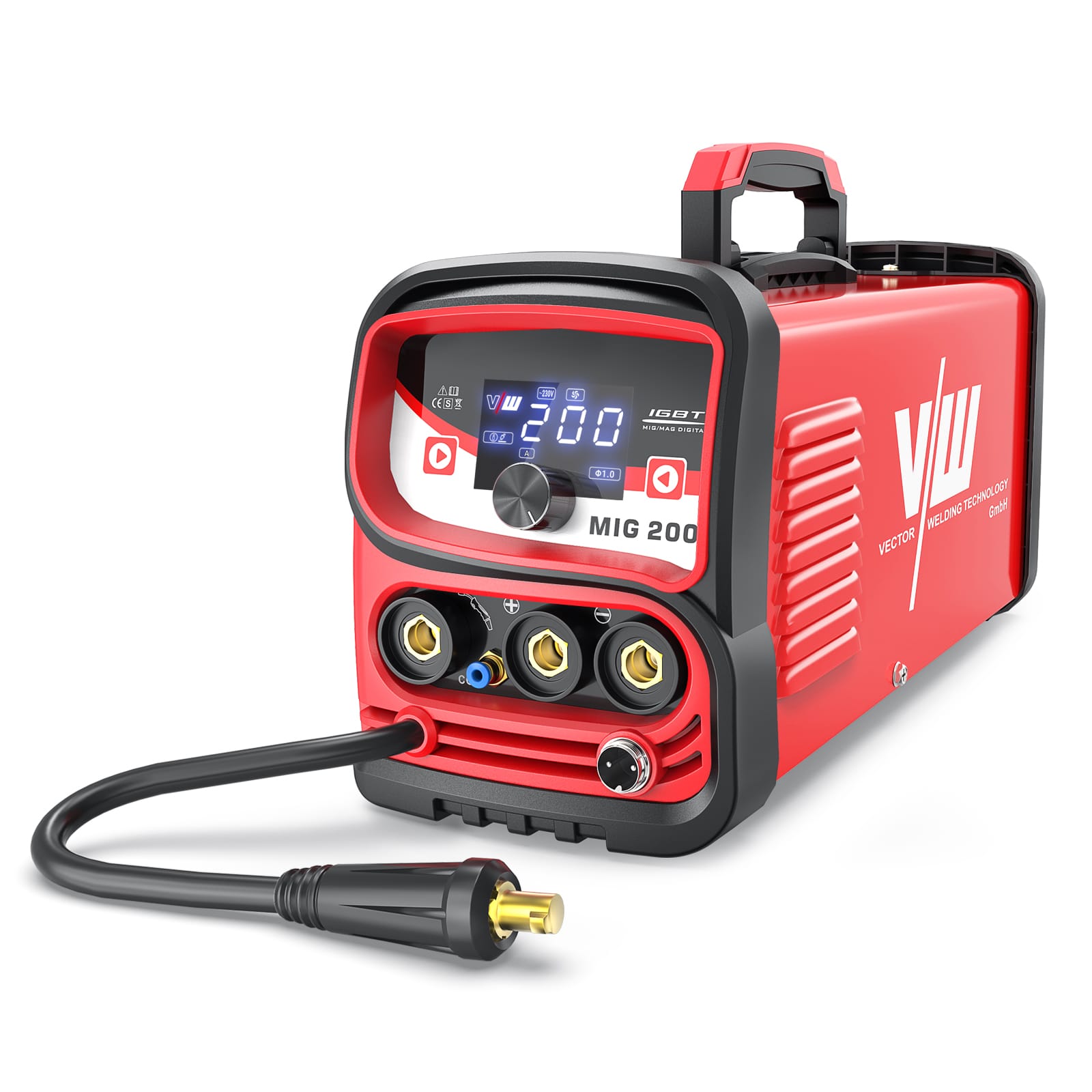 MIG 200 Poste de soudage combiné jusqu'à 1Kg de bobine de fil, 30-200A Poste de soudage MIG/MAG avec écran, fonction sans gaz et commande à 3 boutons – Image 4