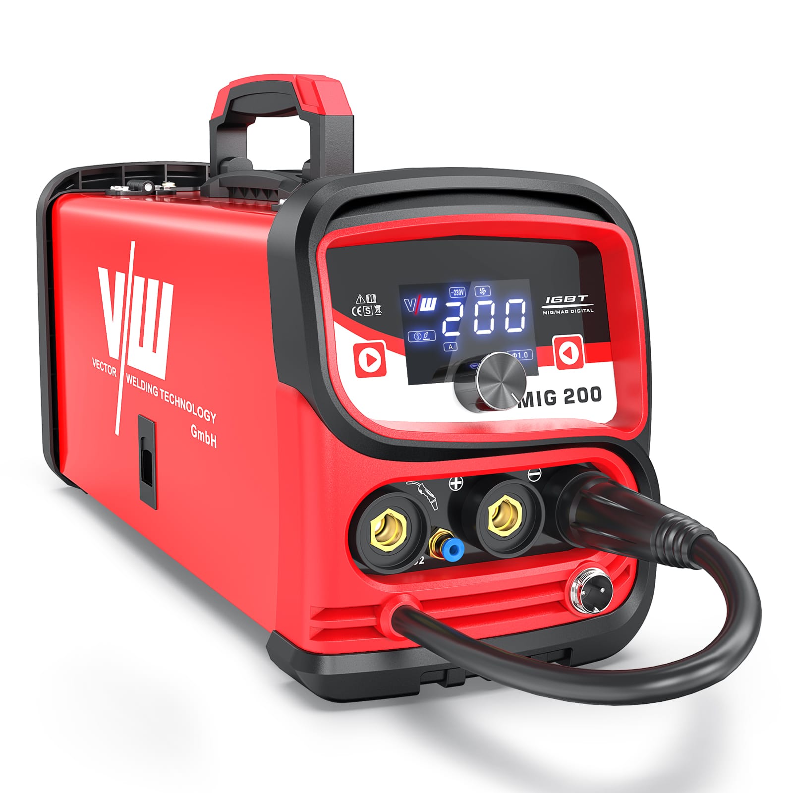 MIG 200 Poste de soudage combiné jusqu'à 1Kg de bobine de fil, 30-200A Poste de soudage MIG/MAG avec écran, fonction sans gaz et commande à 3 boutons – Image 2