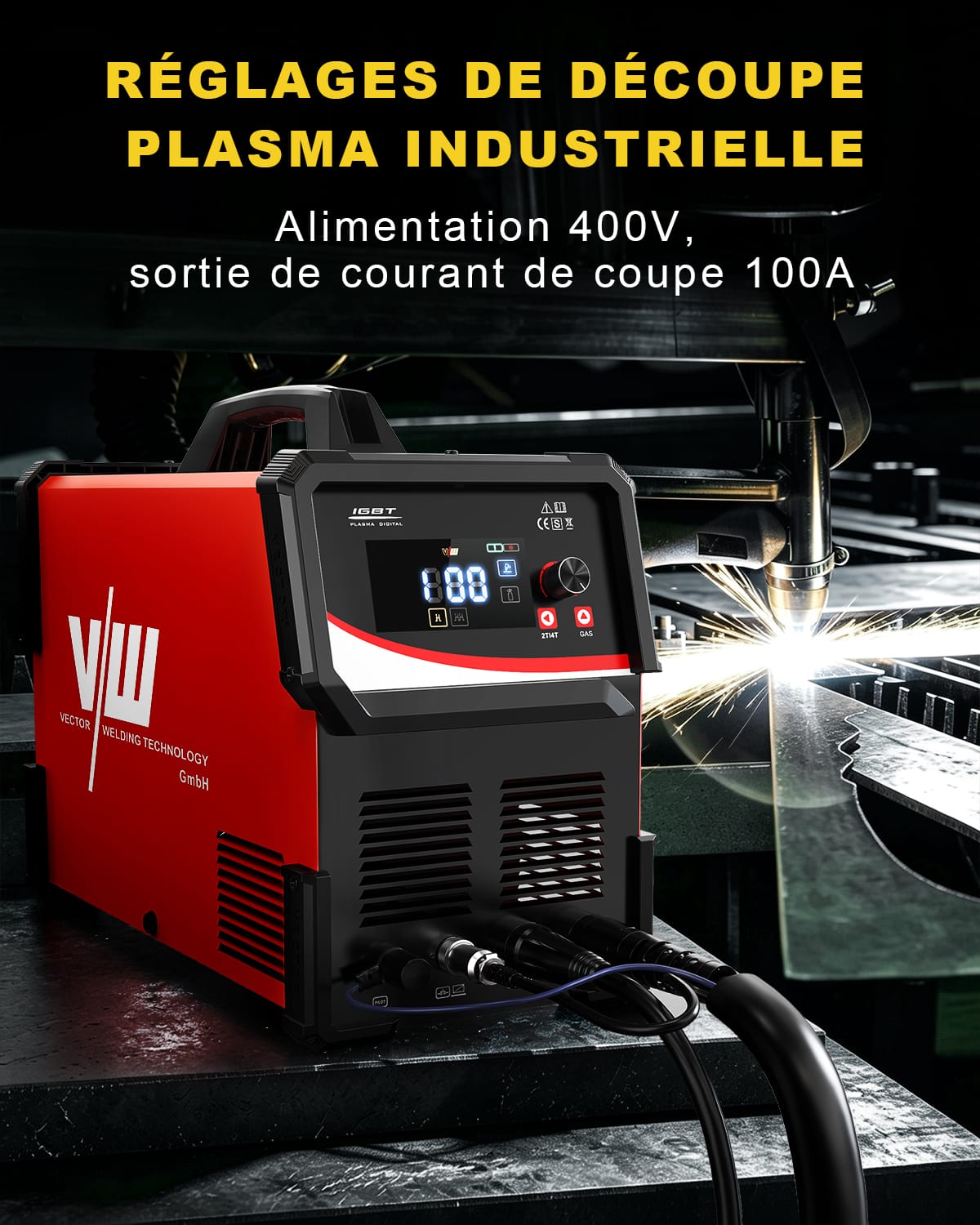 Découpeur plasma 100A, IGBT, HF pilote, coupe 50MM, 400V | Paris 1000